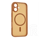Gigapack iPhone 16 szilikon telefonvédő (ütésállóság, matt, műanyag hátlap, kameravédő, magsafe) világosbarna