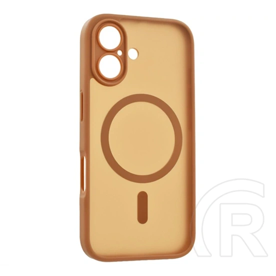 Gigapack iPhone 16 szilikon telefonvédő (ütésállóság, matt, műanyag hátlap, kameravédő, magsafe) világosbarna