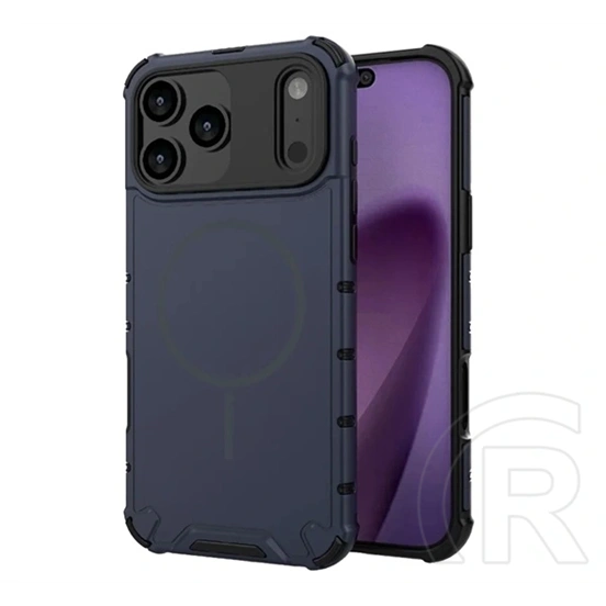 Gigapack iPhone 17 Pro Max defender műanyag telefonvédő (ütésálló, légpárnás sarok, matt, magsafe) sötétkék