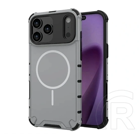 Gigapack iPhone 17 Pro defender műanyag telefonvédő (ütésálló, légpárnás sarok, matt, magsafe) világosszürke