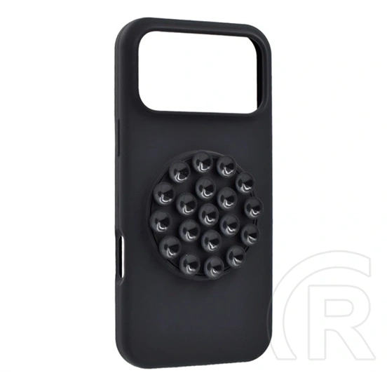 Gigapack iPhone 17 Pro szilikon telefonvédő (matt, kameravédő, tapadókorong) fekete