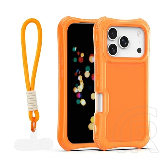 Gigapack iPhone 17 Pro szilikon telefonvédő (ütésállóság, légpárnás sarok, műanyag hátlap + kézpánt) narancssárga