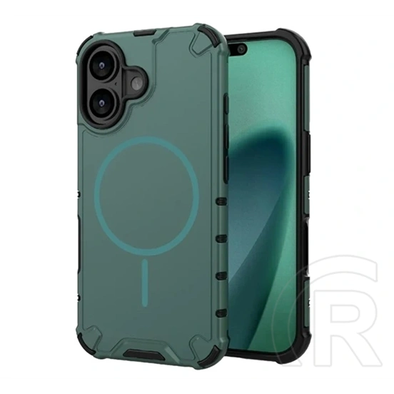 Gigapack iPhone 17 defender műanyag telefonvédő (ütésállóság, légpárnás sarok, matt, szilikon belső, magsafe) sötétzöld