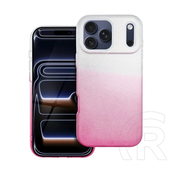 Gigapack iPhone 18 Pro Max szilikon telefonvédő (műanyag belső, csillogó hátlap) átlátszó/rózsaszín