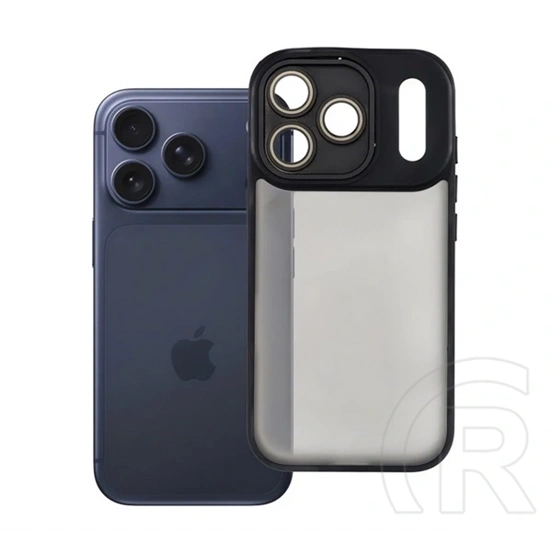 Gigapack iPhone 18 Pro szilikon telefonvédő (ütésállóság, akril hátlap, kameravédő) fekete