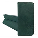 Gigapack iPhone 18 Pro tok álló, bőr hatású (flip, oldalra nyíló, asztali tartó, kártyazseb, prémium) sötétzöld