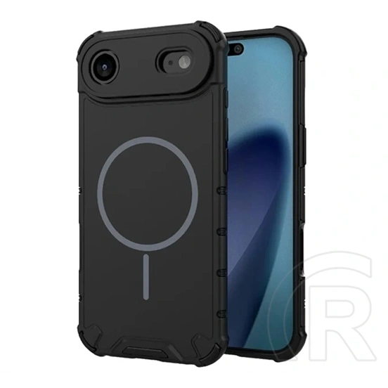 Gigapack iPhone Air defender műanyag telefonvédő (ütésállóság, légpárnás sarok, matt, szilikon belső, magsafe) fekete