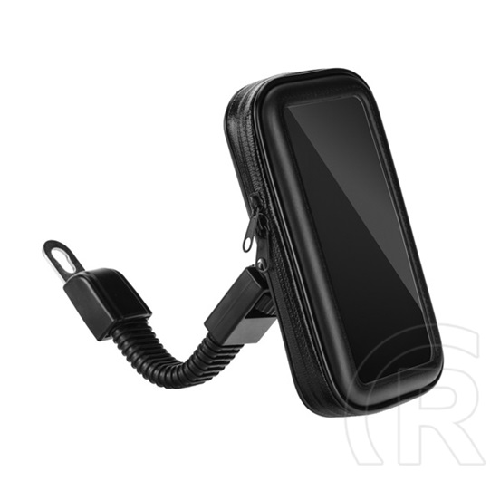 Gigapack kerékpáros és motoros telefontartó (kormányra, 360°-ban forgatható, por + vízálló cipzáras tok, 5.5-6.3")fekete