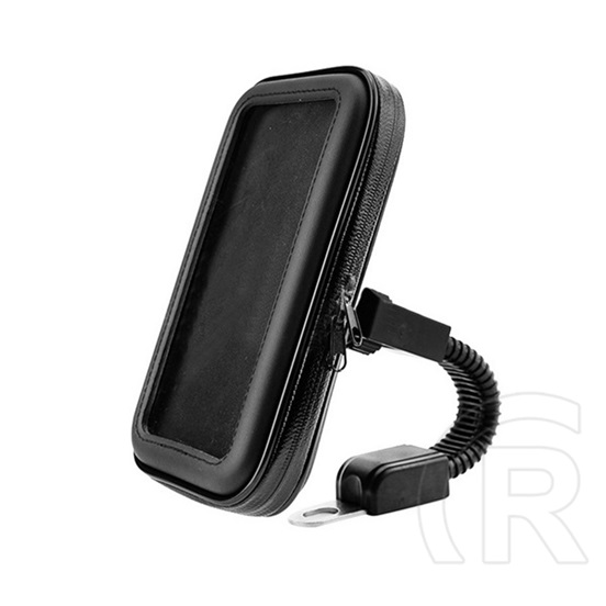 Gigapack motoros telefontartó (tükörre, 360°-ban forgatható, por és vízálló cipzáras tok, 7" méret) fekete