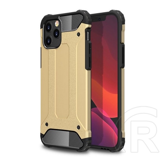 Gigapack műanyag telefonvédő (közepesen ütésálló, Apple iPhone 12 Pro szilikon belső, fémhatás) arany