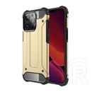 Gigapack műanyag telefonvédő (közepesen ütésálló, Apple iPhone 13 Pro szilikon belső, fémhatás) arany