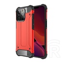 Gigapack műanyag telefonvédő (közepesen ütésálló, Apple iPhone 13 Pro szilikon belső, fémhatás) piros