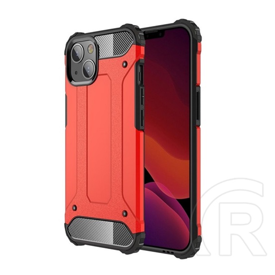 Gigapack műanyag telefonvédő (közepesen ütésálló, Apple iPhone 13 mini szilikon belső, fémhatás) piros