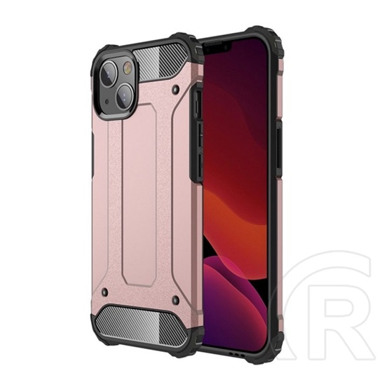 Gigapack műanyag telefonvédő (közepesen ütésálló, Apple iPhone 13 mini szilikon belső, fémhatás) rozéarany