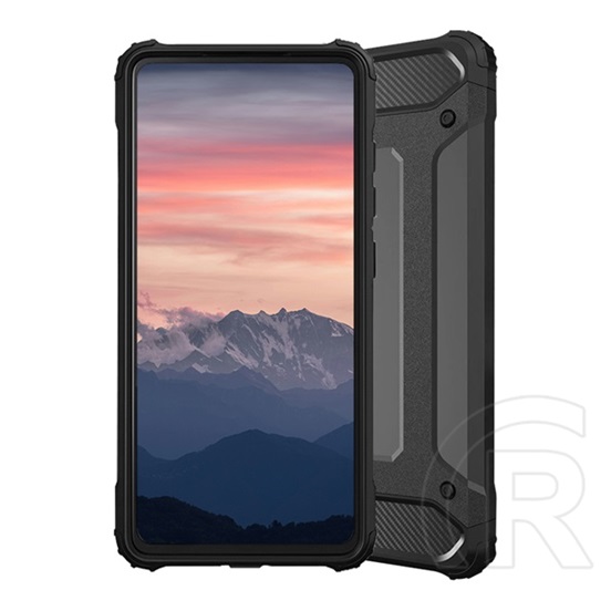 Gigapack műanyag telefonvédő (közepesen ütésálló, Huawei P30 Lite (Nova 4e) szilikon belső, fémhatás) fekete