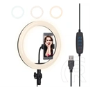 Gigapack szelfi lámpa (kör alakú, led fény, 3000-5000k, 3 féle szín, usb kábel) fekete