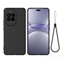 Gigapack szilikon telefonvédő (matt, mikrofiber plüss belső, karcmentesítő, prémium, kézpánt, fekete)