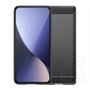 Gigapack szilikon telefonvédő (ütésálló, légpárnás sarok, szálcsiszolt, karbon minta, fekete)