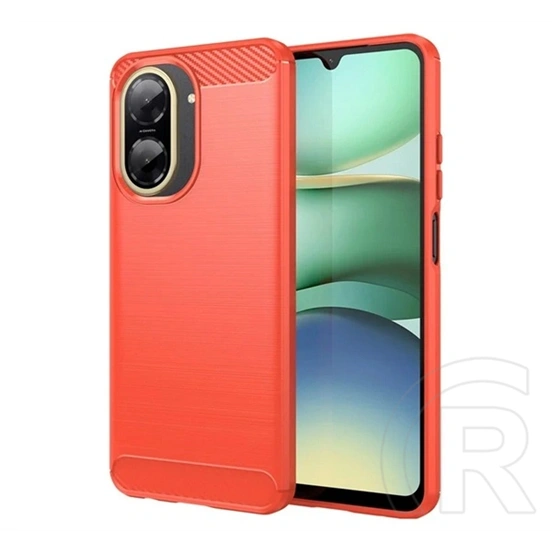 Gigapack szilikon telefonvédő (ütésálló, légpárnás sarok, szálcsiszolt, karbon minta, piros)