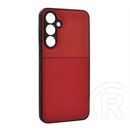 Gigapack szilikon telefonvédő (ütésálló, mágneses, bőrhatású hátlap, csíkos, piros)