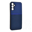 Gigapack szilikon telefonvédő (ütésálló, mágneses, bőrhatású hátlap, csíkos, sötétkék)