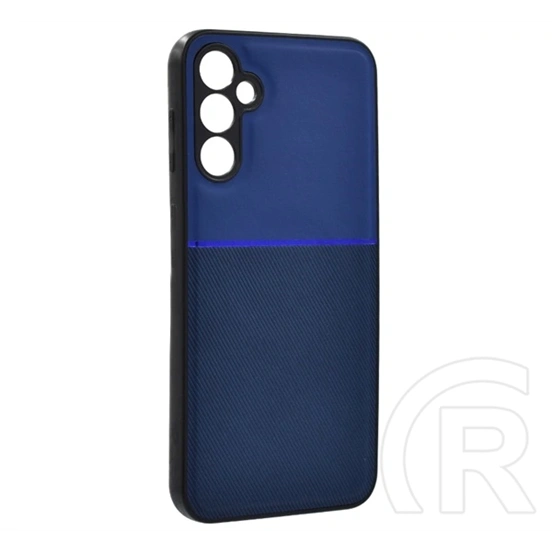 Gigapack szilikon telefonvédő (ütésálló, mágneses, bőrhatású hátlap, csíkos, sötétkék)