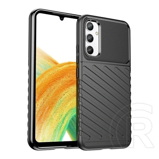 Gigapack szilikon telefonvédő (ütésállóság, csíkos, dombor minta, fekete)