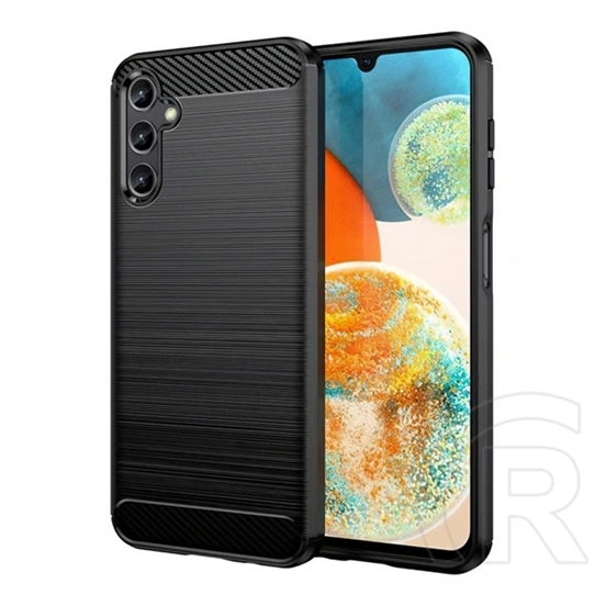 Gigapack szilikon telefonvédő (ütésállóság, légpárnás sarok, szálcsiszolt, karbon minta, fekete)