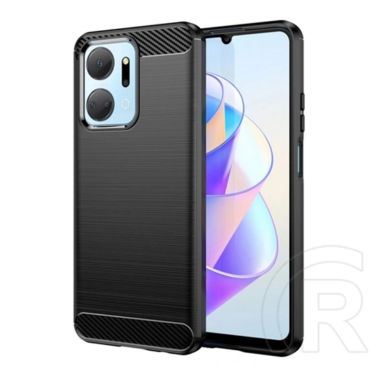 Gigapack szilikon telefonvédő (ütésállóság, légpárnás sarok, szálcsiszolt, karbon minta, fekete)
