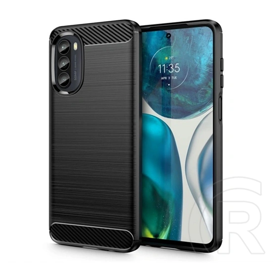 Gigapack szilikon telefonvédő (ütésállóság, légpárnás sarok, szálcsiszolt, karbon minta, fekete)