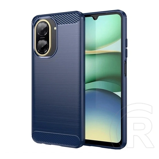 Gigapack szilikon telefonvédő (ütésállóság, légpárnás sarok, szálcsiszolt, karbon minta, sötétkék)
