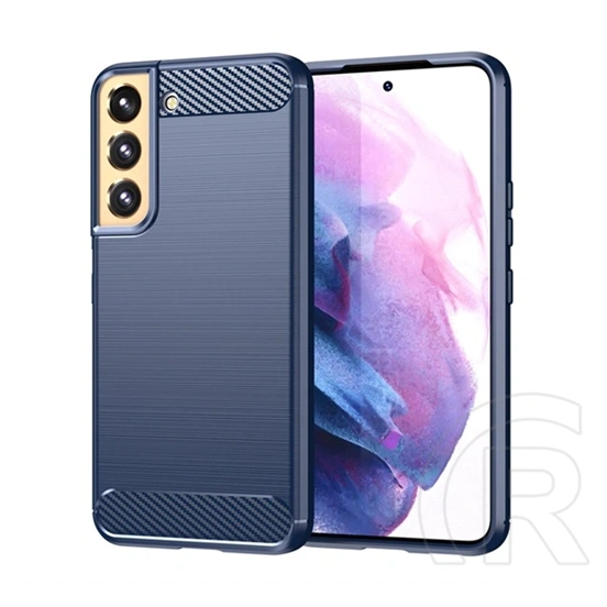 Gigapack szilikon telefonvédő (ütésállóság, légpárnás sarok, szálcsiszolt, karbon minta, sötétkék)