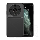 Gigapack szilikon telefonvédő (ütésállóság, mágneses, bőr hatású hátlap, csíkos, fekete)