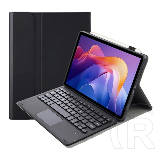 Gigapack tok álló (bőr hatású, flip, bluetooth QWERTY billentyűzet, angol, asztali tartó, ceruza tartó, fekete)