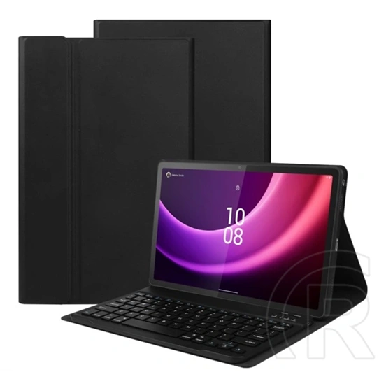 Gigapack tok álló (bőr hatású, flip, bluetooth billentyűzet, asztali tartó, angol QWERTY, ceruza tartó, fekete)
