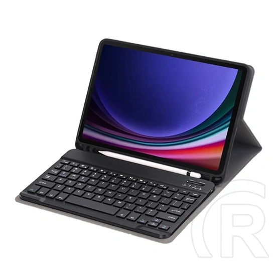 Gigapack tok álló (bőrhatású, asztali tartó, bluetooth billentyűzet, QWERTY angol, ceruzatartó, fekete)