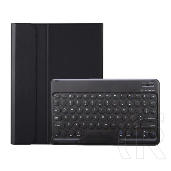 Gigapack tok álló (bőrhatású, asztali tartó, flip, bluetooth billentyűzet, QWERTY, ceruzatartó, fekete)