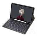 Gigapack tok álló (bőrhatású, asztali tartó, flip, bluetooth billentyűzet, QWERTY, ceruzatartó, fekete)