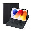 Gigapack tok álló (bőrhatású, flip, Bluetooth billentyűzet, angol QWERTY, asztali tartó, ceruzatartó, fekete)