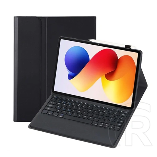 Gigapack tok álló (bőrhatású, flip, Bluetooth billentyűzet, angol QWERTY, asztali tartó, ceruzatartó, fekete)