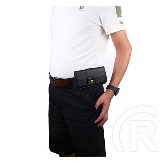 Gigapack tok fekvő, bőr hatású (univerzális, övre fűzhető, 5.5" - 6.7" méret) fekete