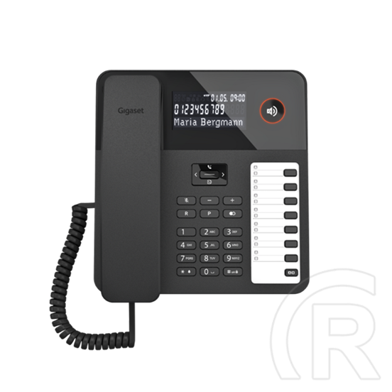 Gigaset Desk 600 telefon (vezetékes, analóg, 3 soros LCD kijelző, kihangosító, RJ9, falra szerelhető, fekete)