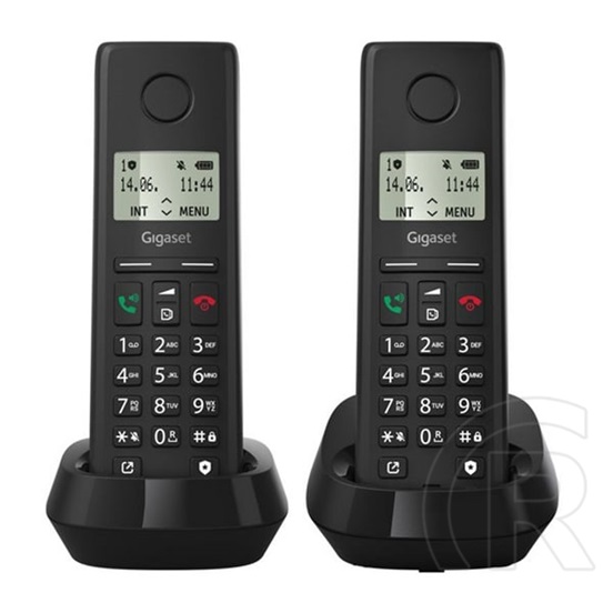 Gigaset Gigaset pure 200 duo telefon készülék (vezeték nélküli, 1 bázis, 2 kézibeszélő, dect) fekete