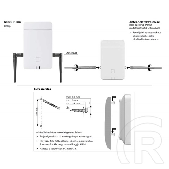 Gigaset N870 IP PRO DECT bázisállomás (DECT menedzser+bázis, max. 250 kézibeszélő, 60 bázis, 10/100 Mbps, PoE)