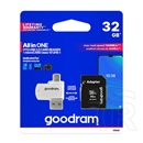 Goodram all in one memóriakártya transflash 32gb (microsdhc evo - class 10, uhs-1) + sd adapter + usb kártyaolvasó