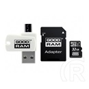 Goodram all in one memóriakártya transflash 32gb (microsdhc evo - class 10, uhs-1) + sd adapter + usb kártyaolvasó