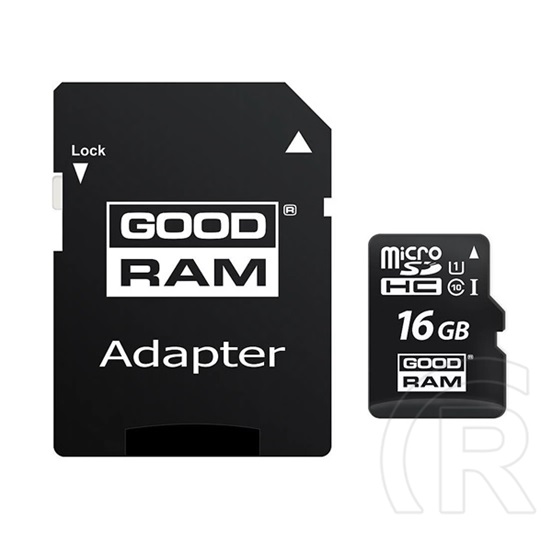 16 GB MicroSDHC GOODRAM (class 10, uhs-1m, m1aa-0160r11 utódja) 1 adapter