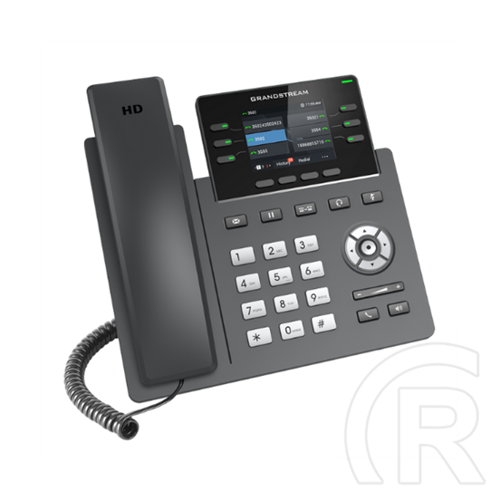 Grandstream GRP2613 VoIP 3 vonalas telefon (2,8" színes LCD kijelző, 2xRJ-45 10/100/1000Mbps, POE, HD kézibeszélő és kih