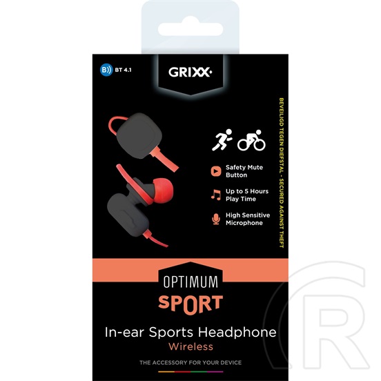 Grixx Optimum In-Ear sport bluetooth headset (piros-fekete)