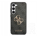 Guess 4G Big Metal Logo műanyag telefonvédő (ütésállóság, bőr hatású hátlap, sötétszürke)